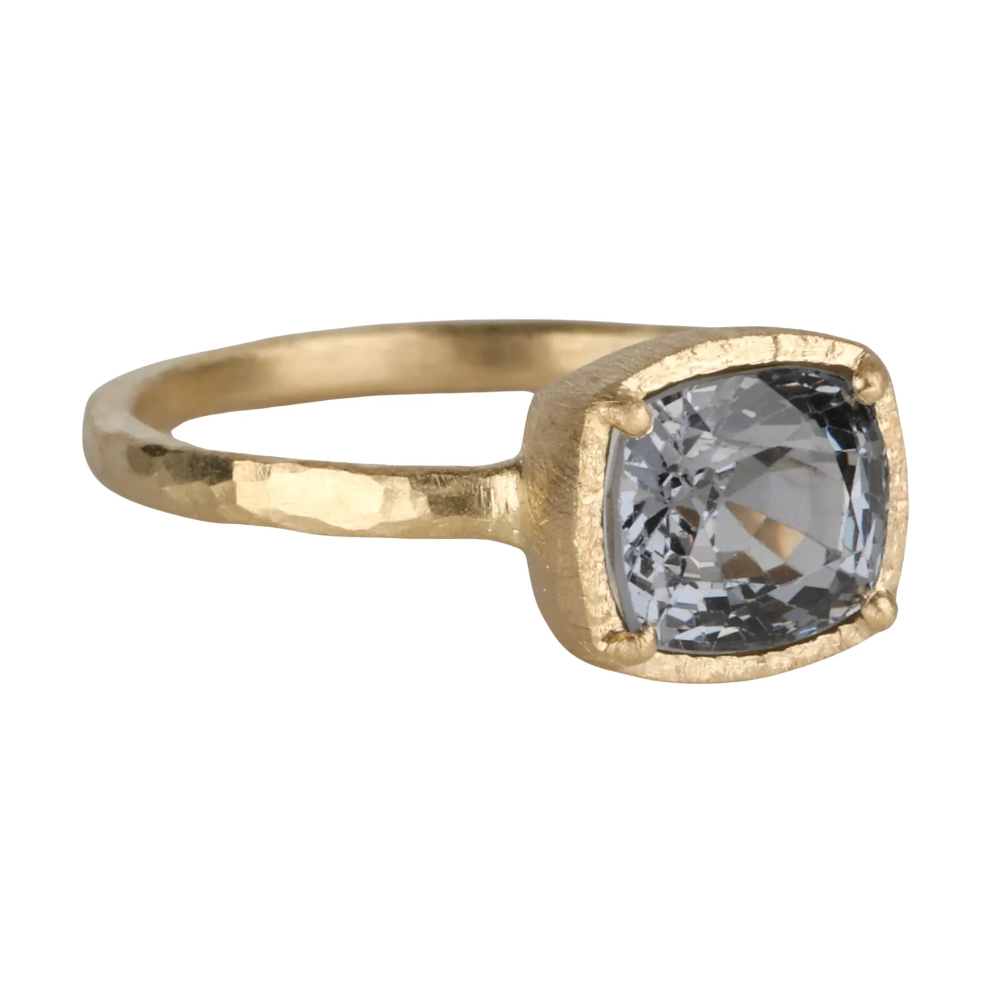 East-West Cushion-Cut Lavender Grey Spinel Ring