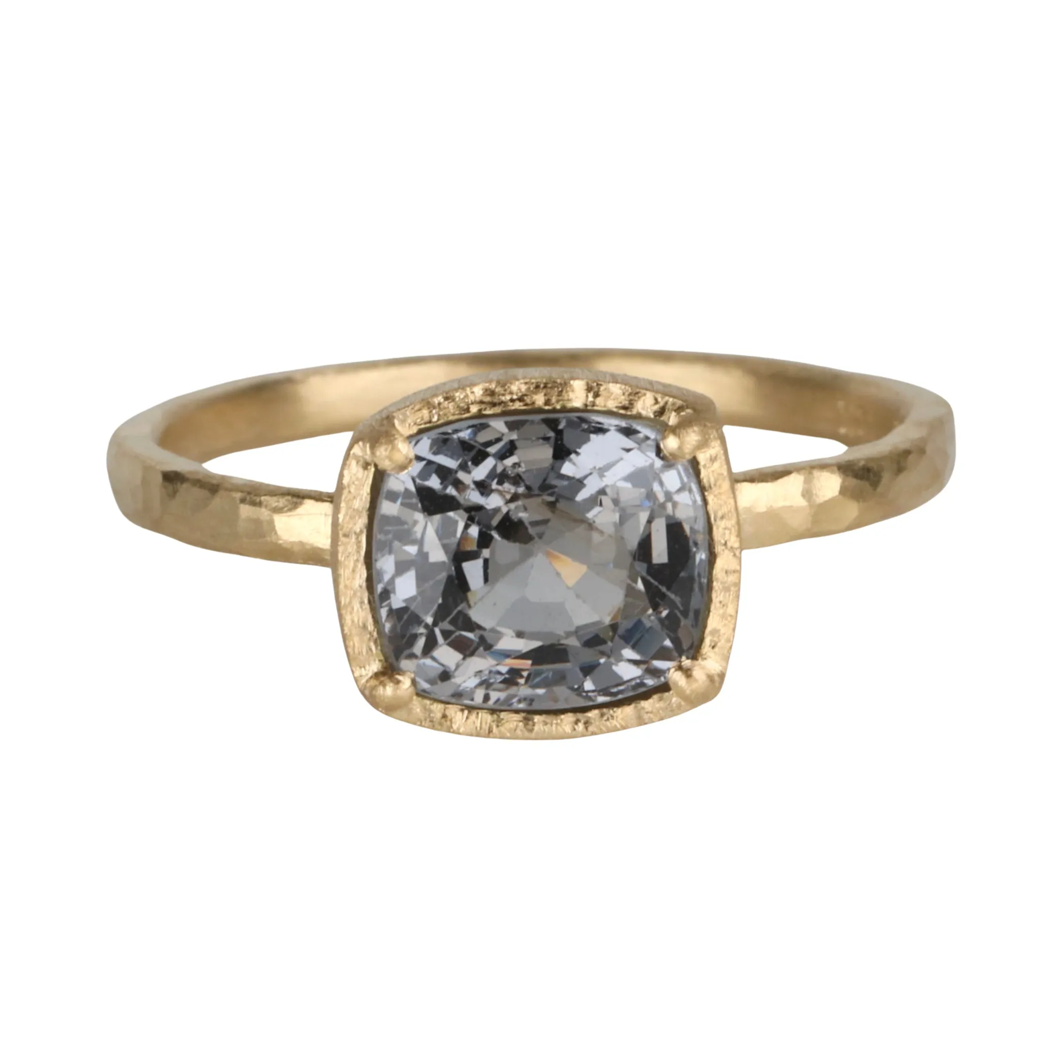 East-West Cushion-Cut Lavender Grey Spinel Ring
