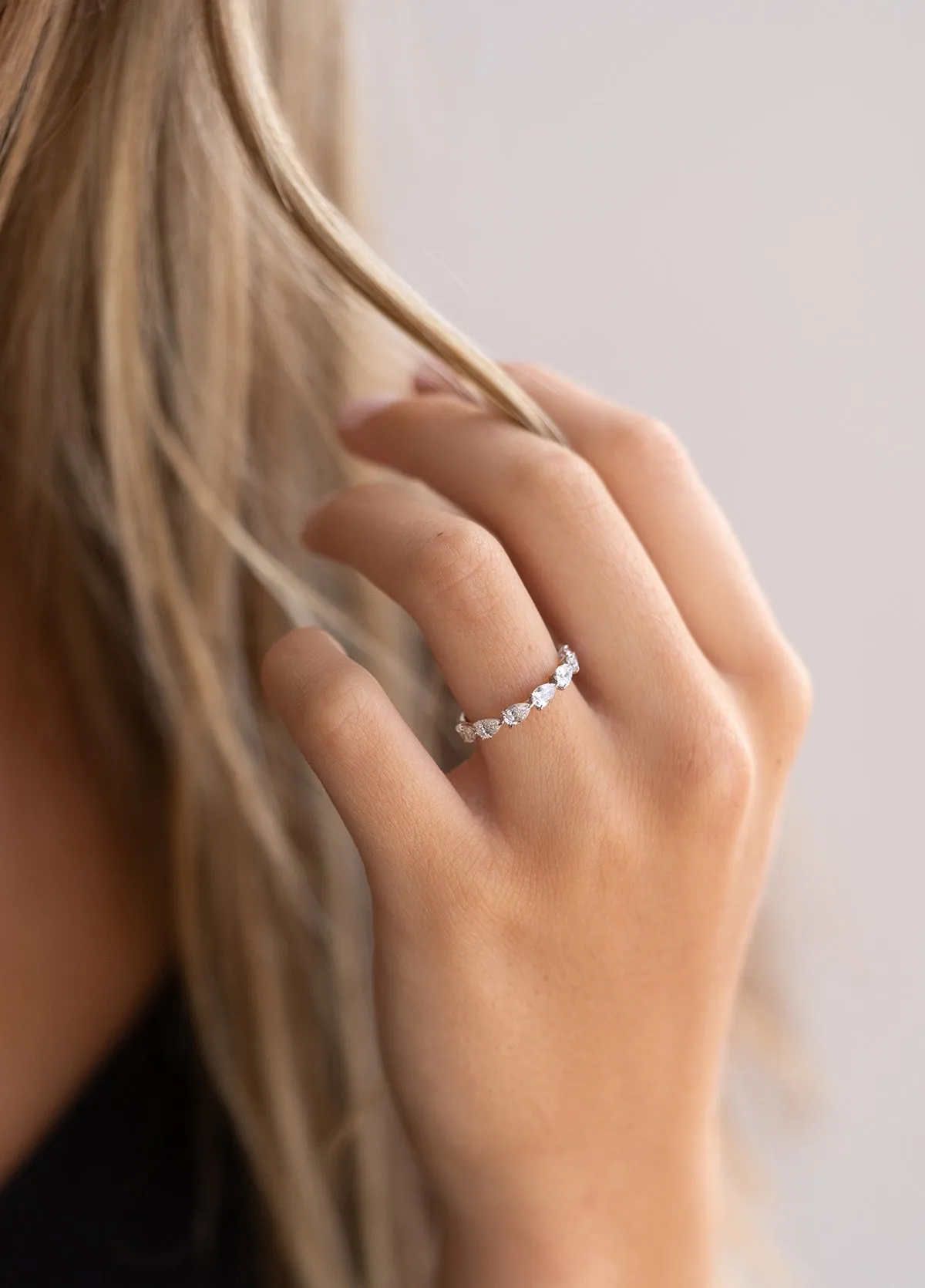 East-West Pear Cut Diamond Ring