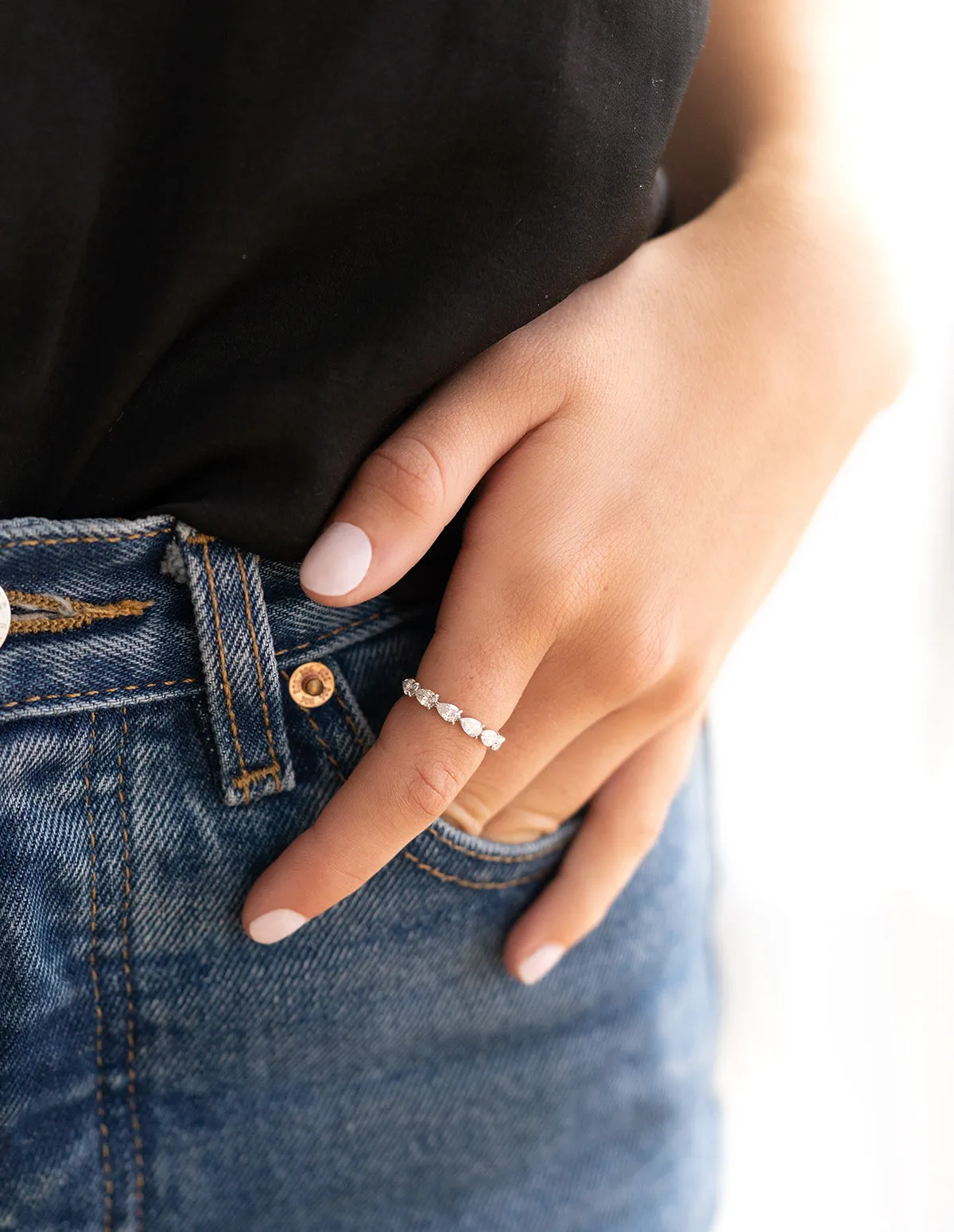 East-West Pear Cut Diamond Ring