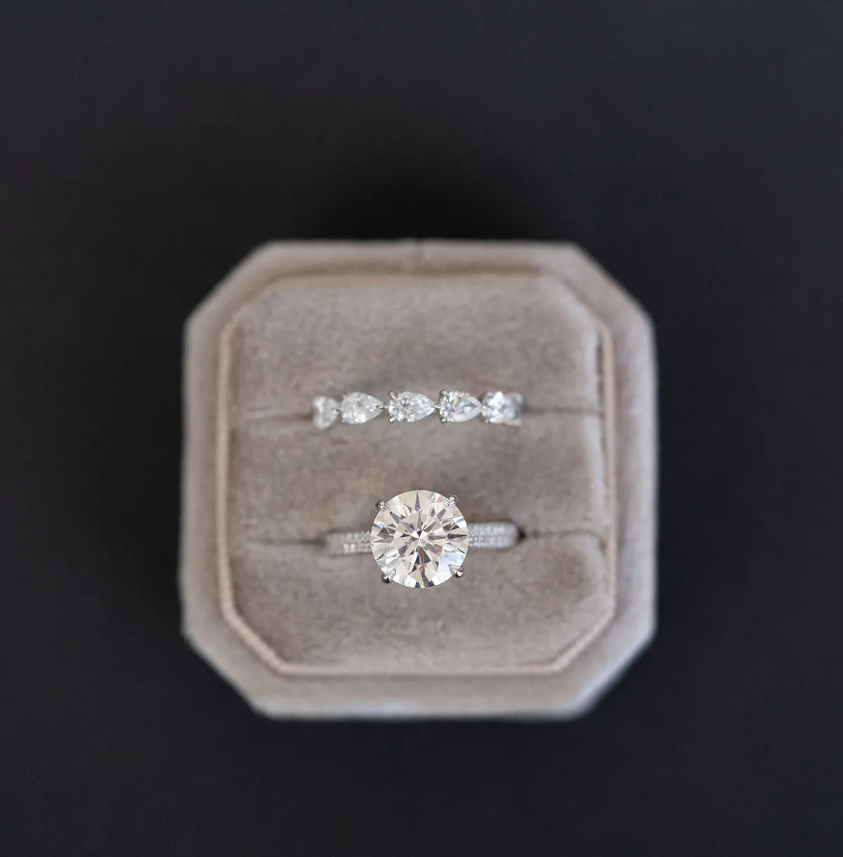 East-West Pear Cut Diamond Ring