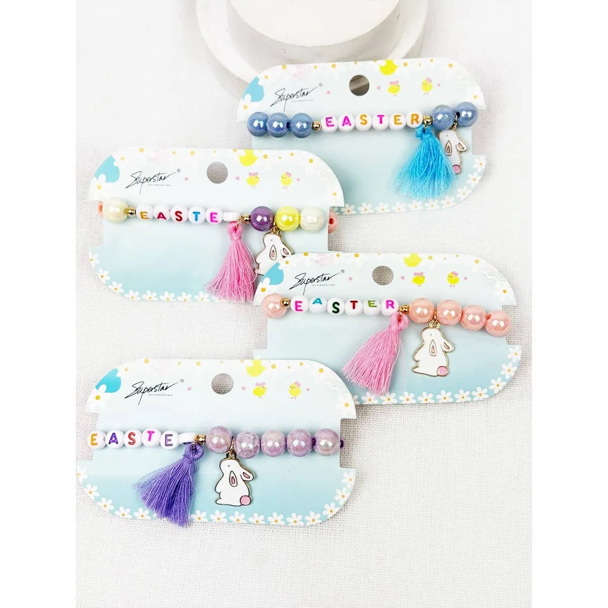 Easter Letter Bunny Charm Stretch Bracelets