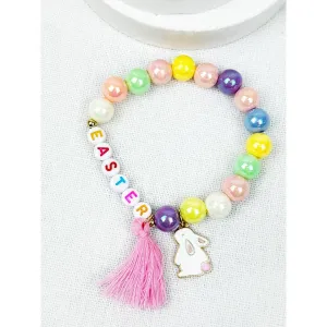 Easter Letter Bunny Charm Stretch Bracelets