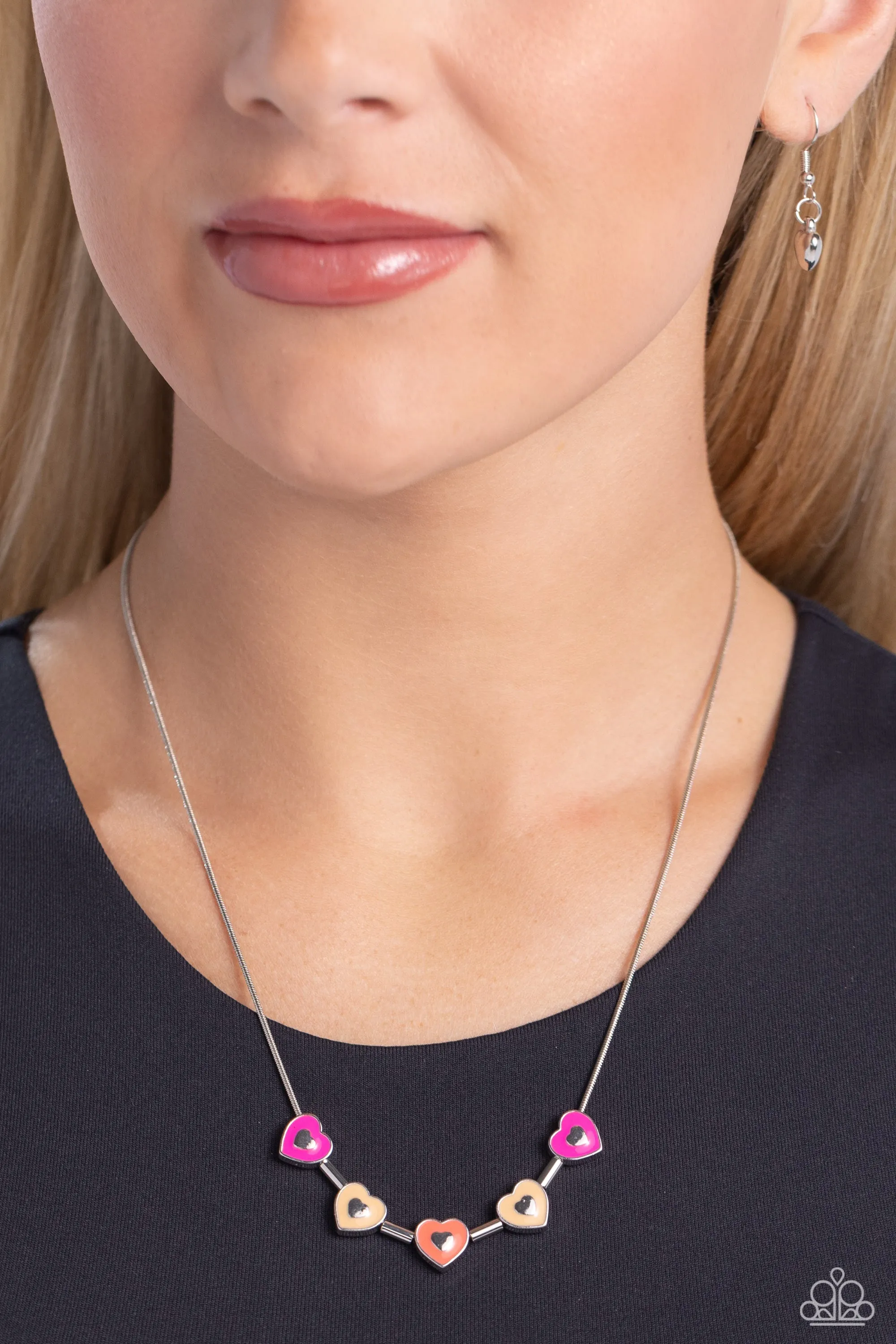 ECLECTIC Heart - Brown - and Pink Heart Paparazzi Short Necklace