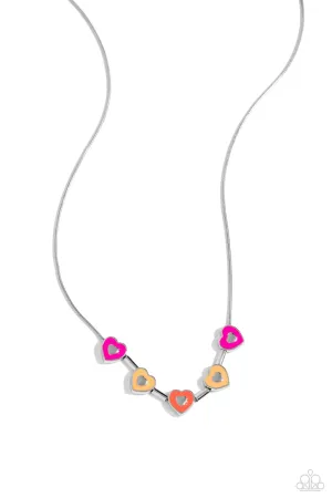 ECLECTIC Heart - Brown - and Pink Heart Paparazzi Short Necklace