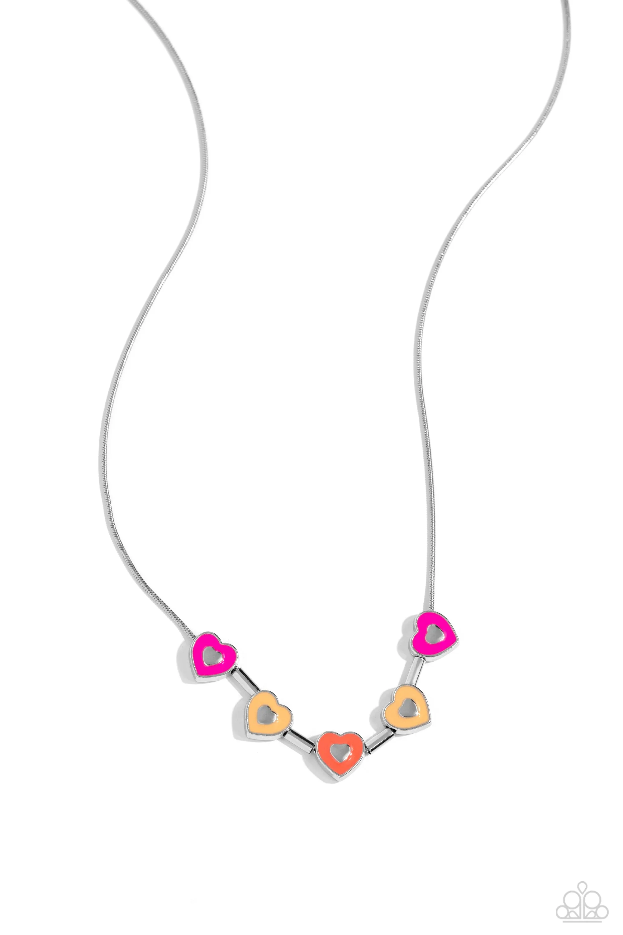 ECLECTIC Heart - Brown - and Pink Heart Paparazzi Short Necklace