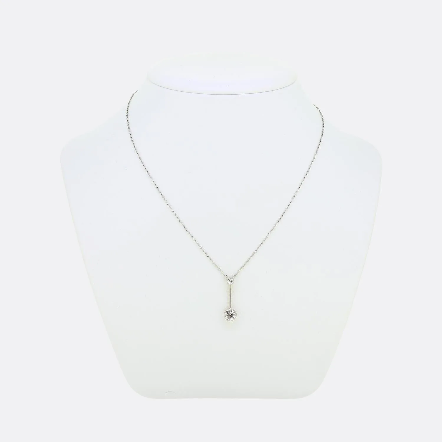 Edwardian Diamond Drop Pendant Necklace