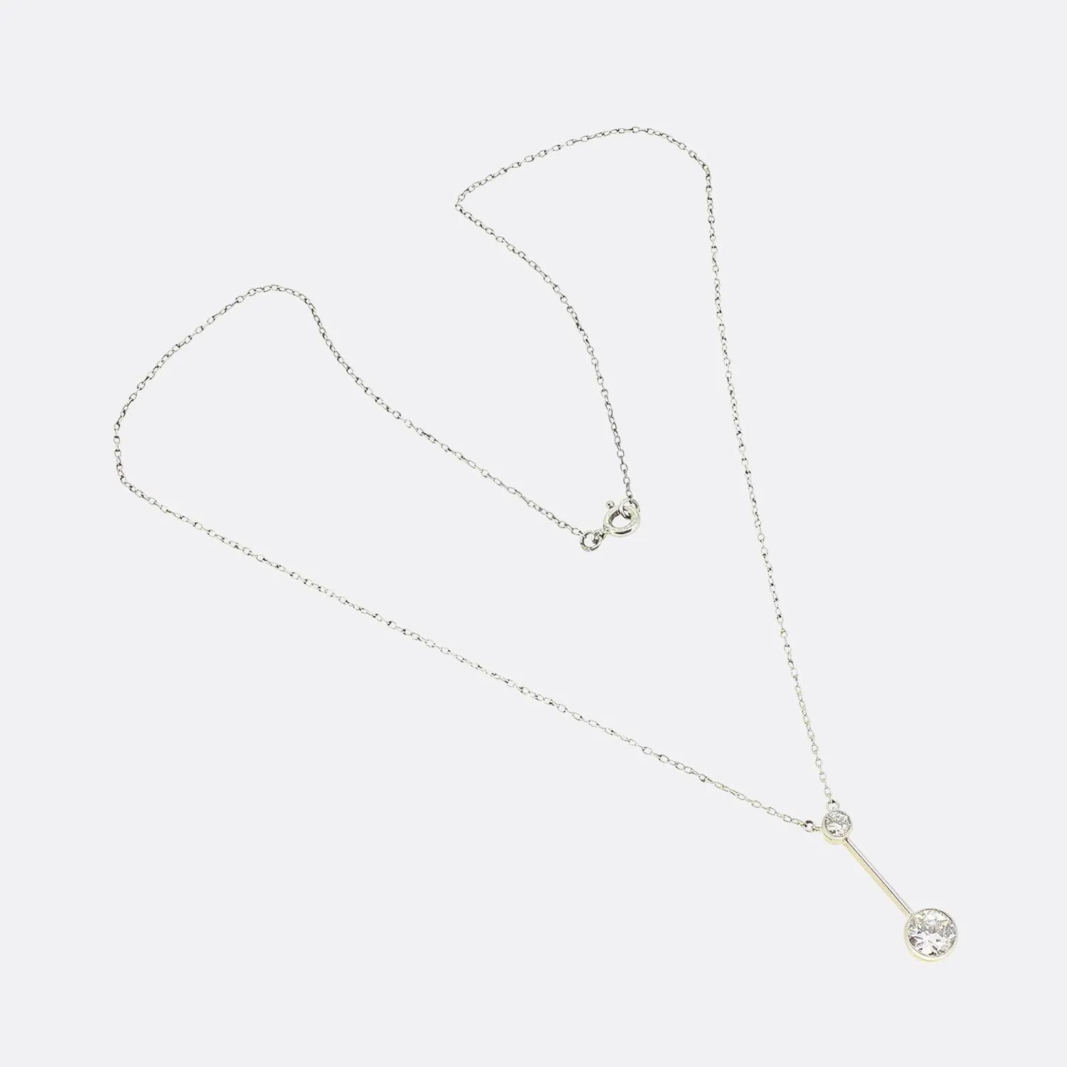 Edwardian Diamond Drop Pendant Necklace