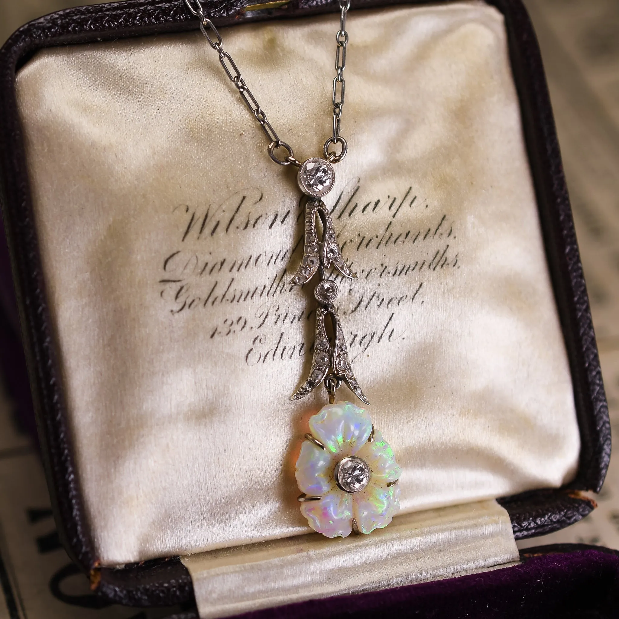 Edwardian Opal & Diamond Pansy Necklace
