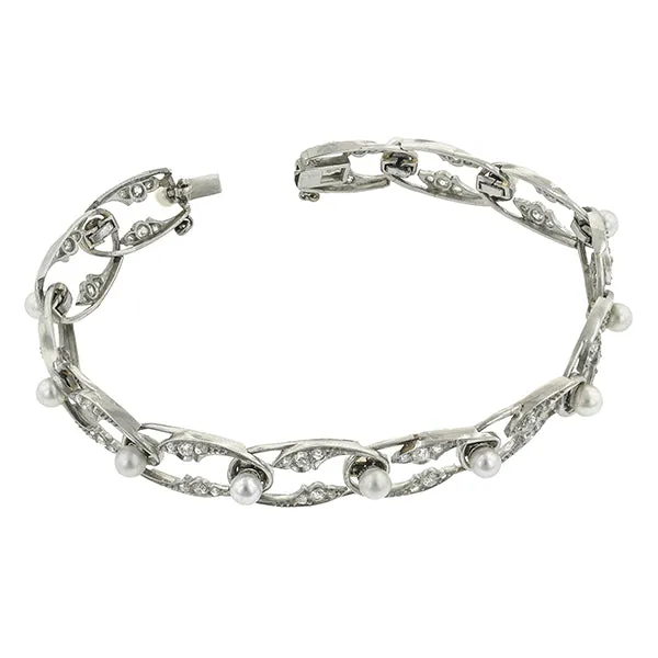 Edwardian Pearl & Diamond Bracelet