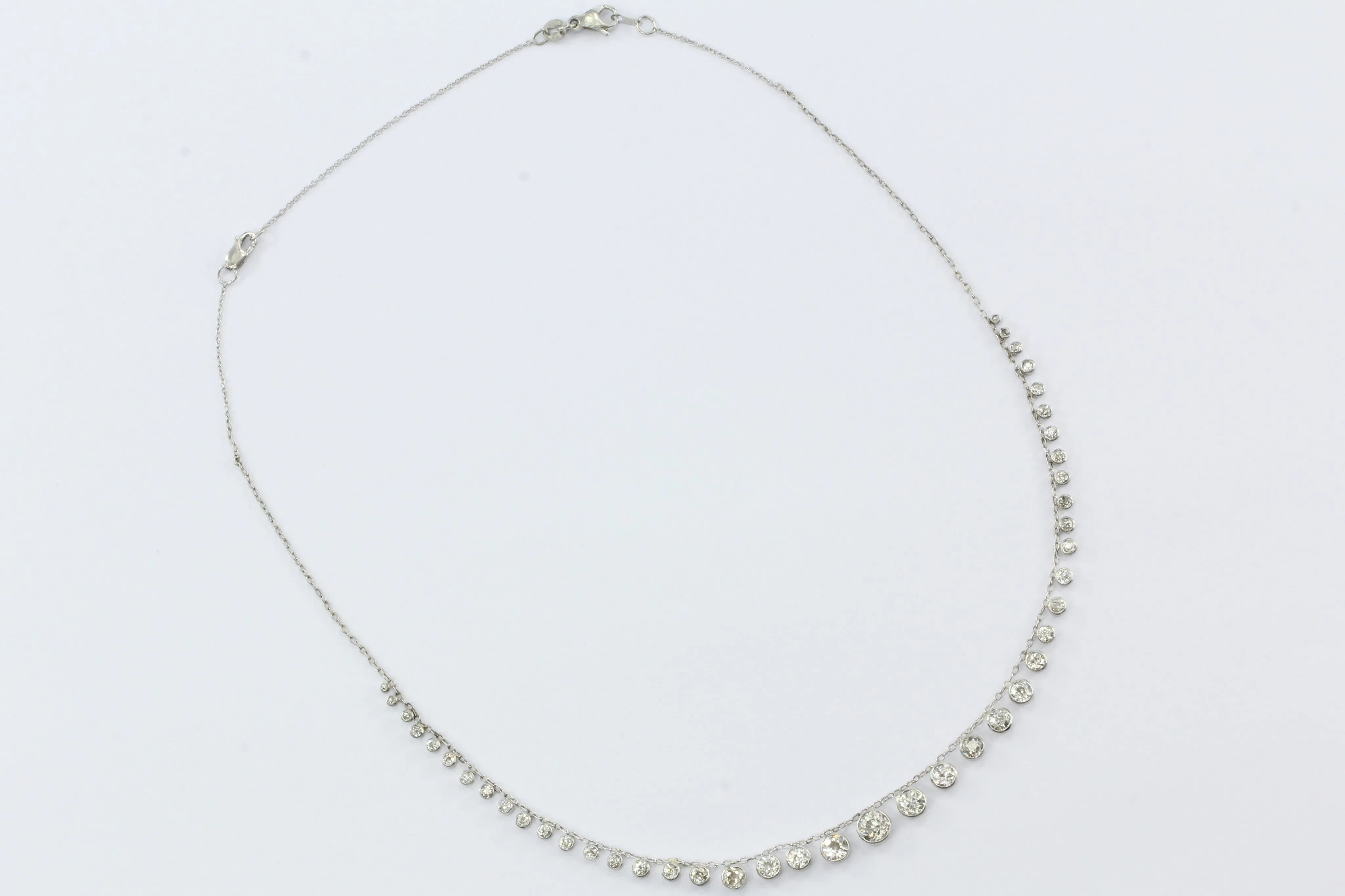Edwardian Platinum Riviere 6 Carat Old European Diamond Necklace c.1910