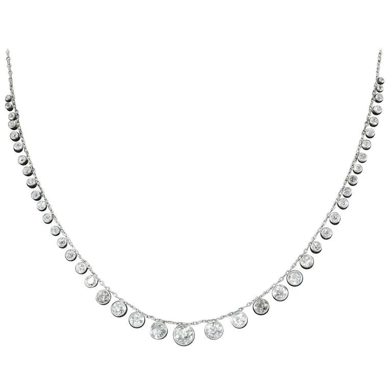 Edwardian Platinum Riviere 6 Carat Old European Diamond Necklace c.1910