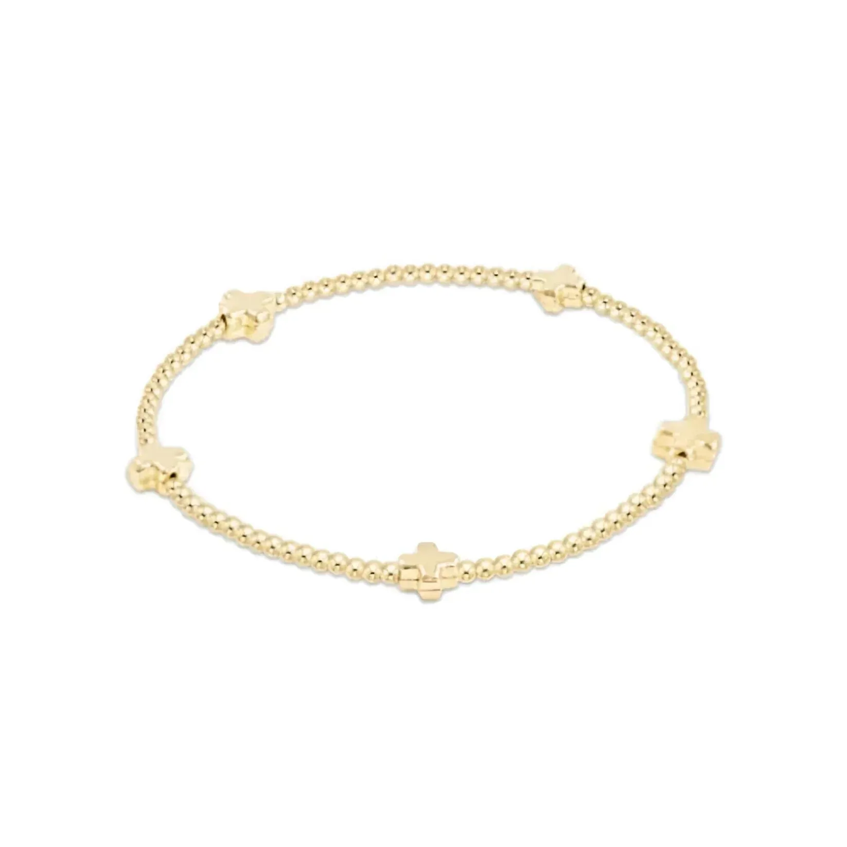 egirl Signature Cross Small Gold 2mm Bead Bracelet Gold
