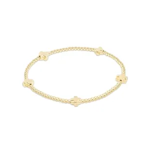 egirl Signature Cross Small Gold 2mm Bead Bracelet Gold
