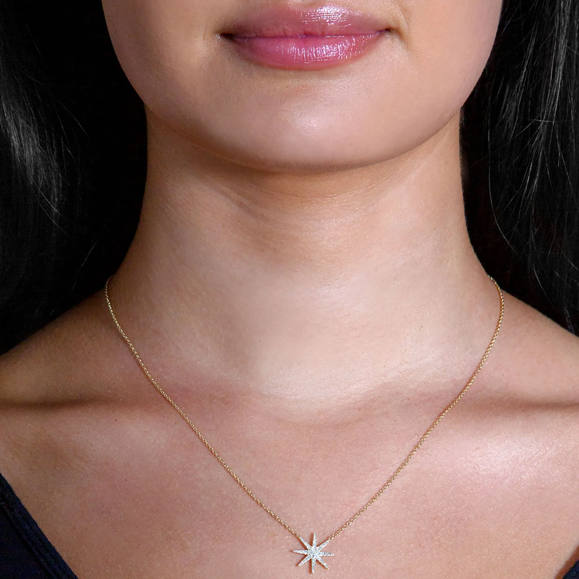 Eight-Point 0.16 ctw Diamond Star Necklace Pendant