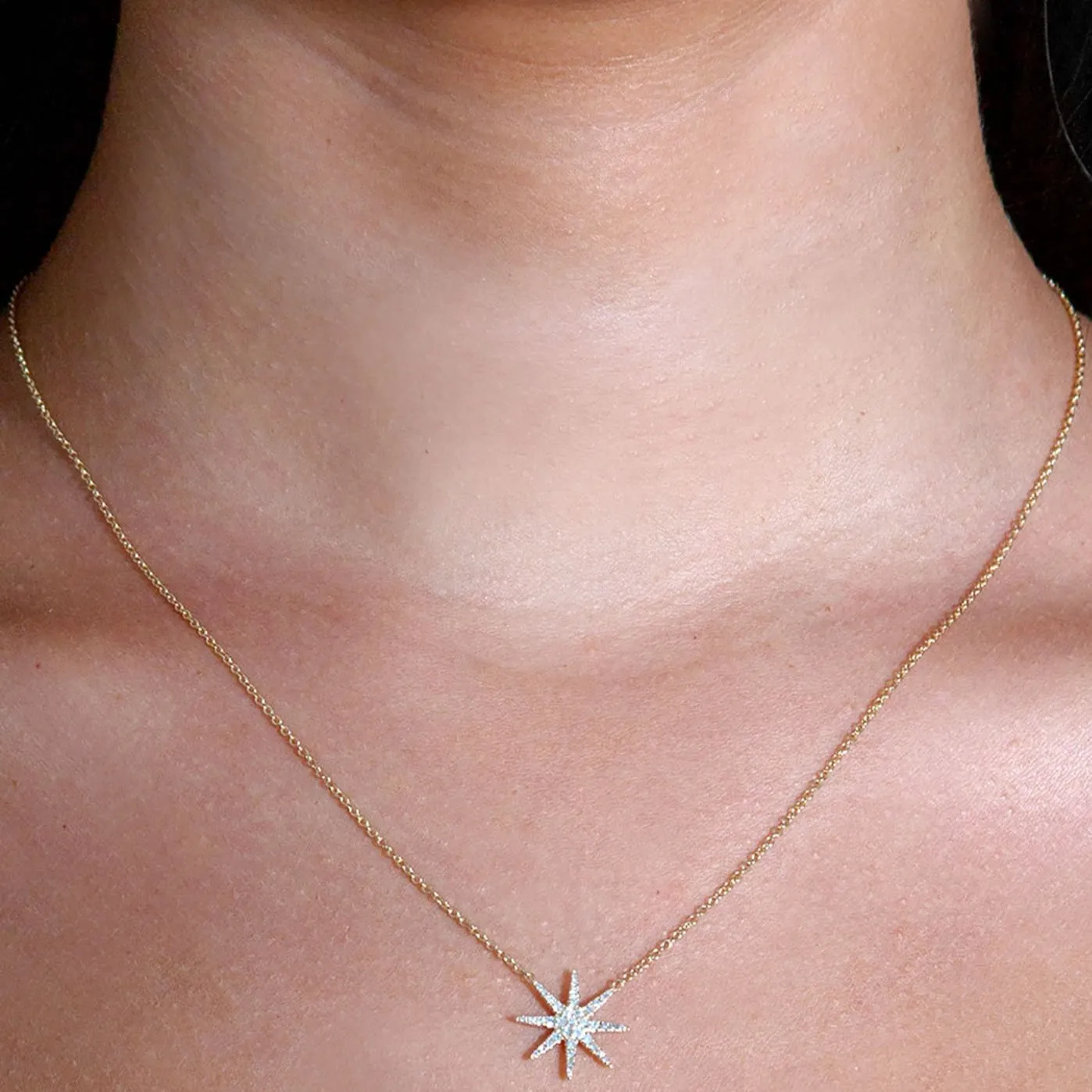 Eight-Point 0.16 ctw Diamond Star Necklace Pendant