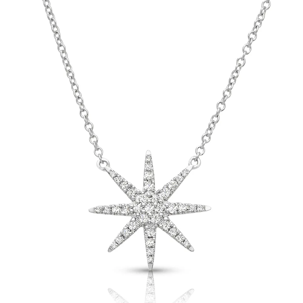 Eight-Point 0.16 ctw Diamond Star Necklace Pendant