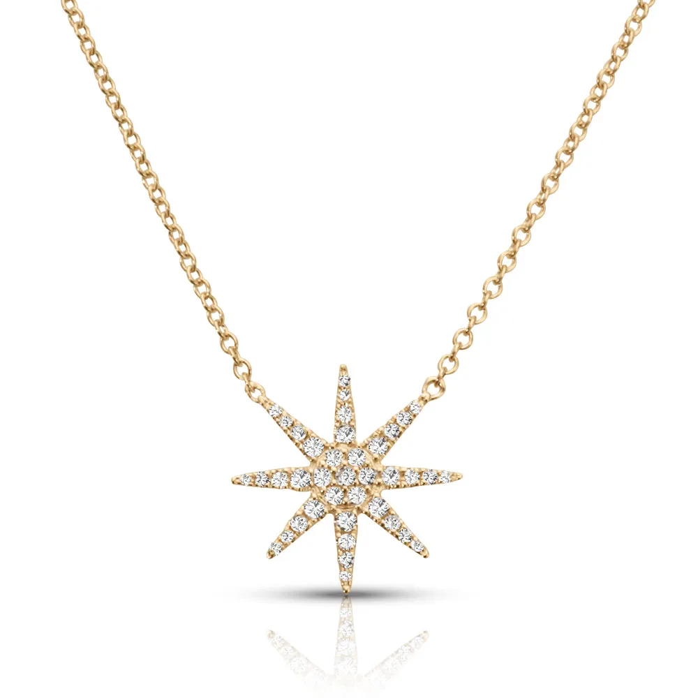 Eight-Point 0.16 ctw Diamond Star Necklace Pendant