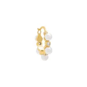 Embedded Pearl X CZ Hoop Earring