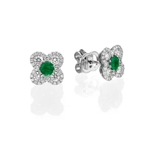 Emerald & Diamond Clover Earrings