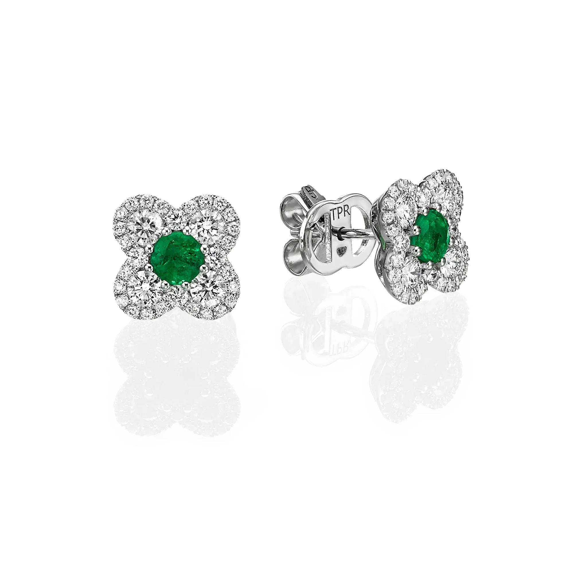 Emerald & Diamond Clover Earrings