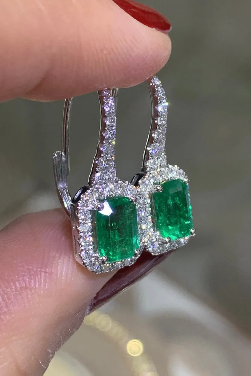 Emerald and Diamond Drop Earrings