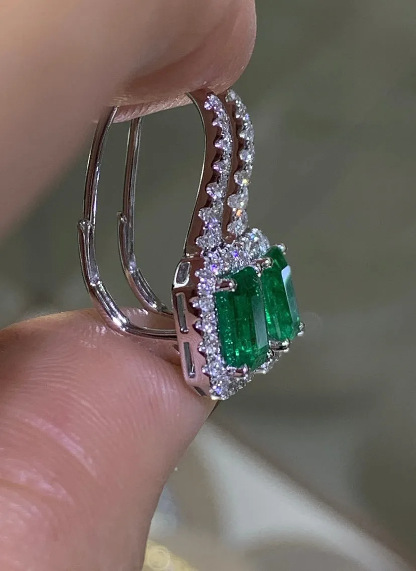 Emerald and Diamond Drop Earrings