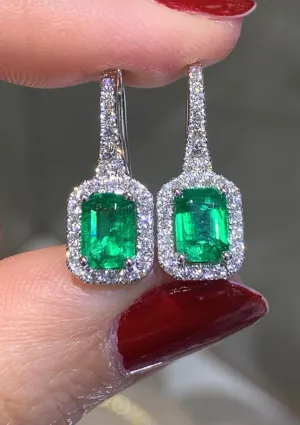 Emerald and Diamond Drop Earrings
