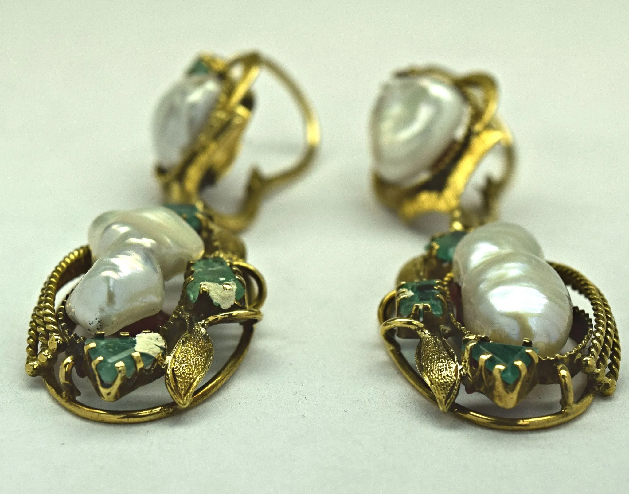 Emerald and Mother of Pearl Earrings