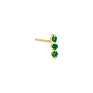 Emerald Bar Stud Earring 14K