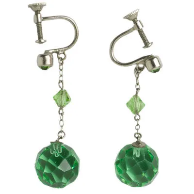 Emerald Bead Pendant Earrings