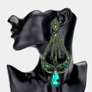 Emerald Crystal Pageant Earrings  | "Miss America"| Clip On | 543504