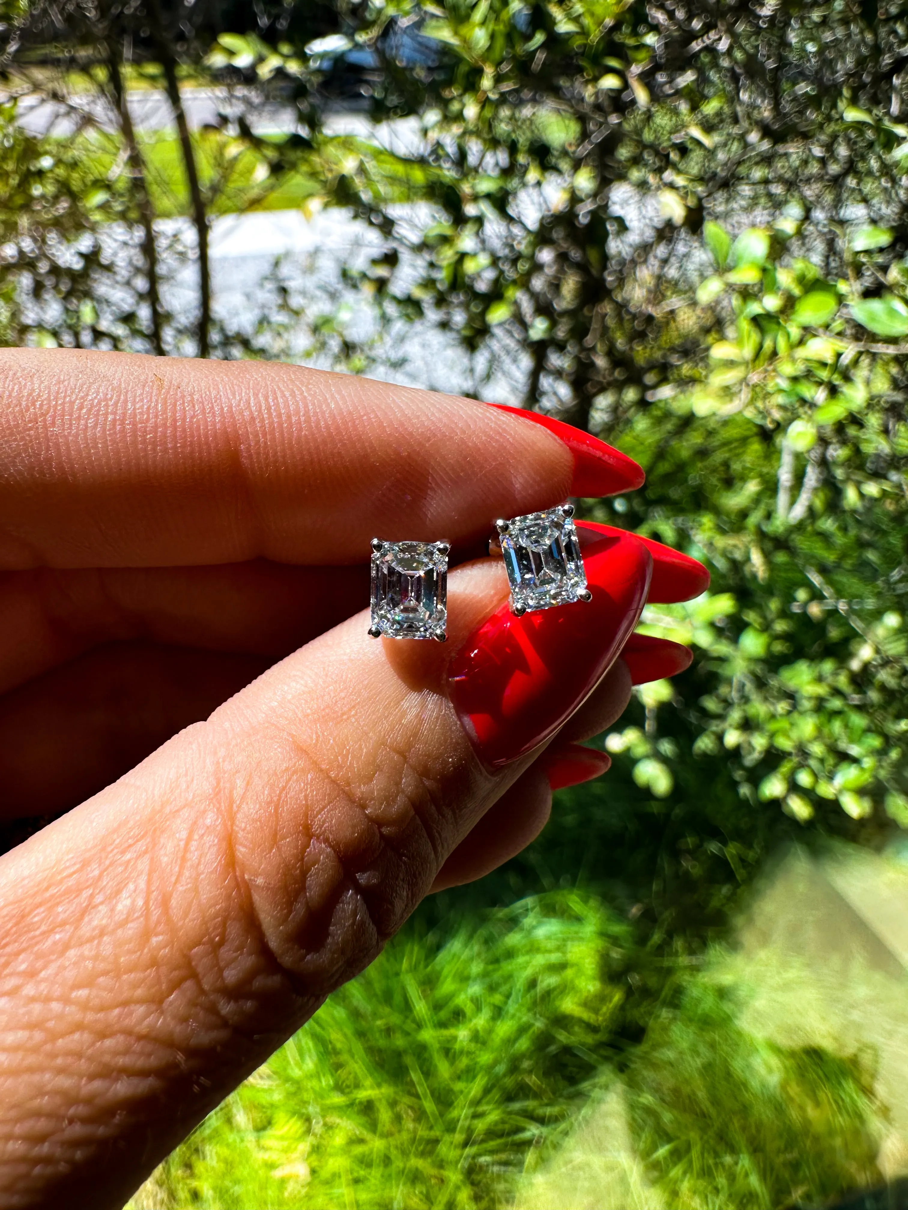 Emerald Cut 2ct Diamond Studs