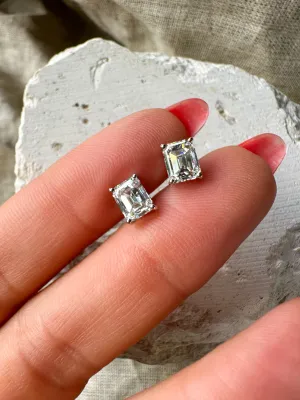 Emerald Cut 2ct Diamond Studs