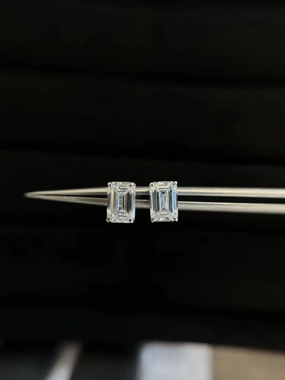 Emerald Cut 2ct Diamond Studs