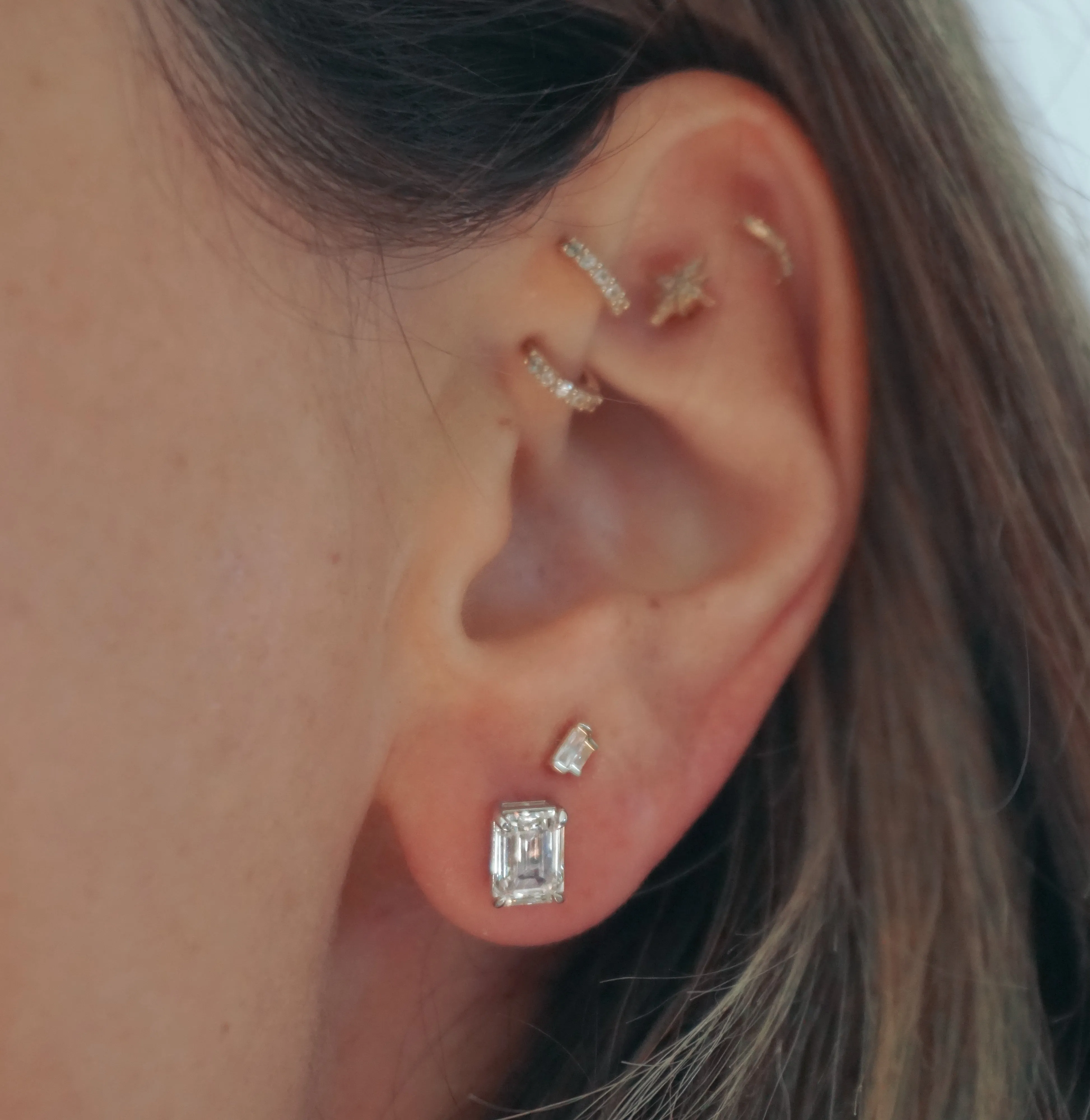 Emerald Cut 2ct Diamond Studs