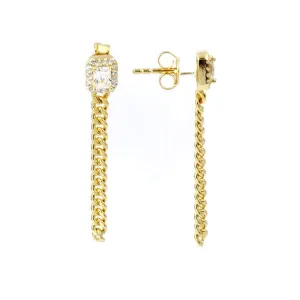 Emerald Cut and Cuban Chain Earring