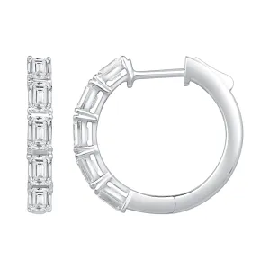 Emerald Cut Hoop Earrings with 2.00ct of Laboratory Grown Diamonds in 9ct White Gold