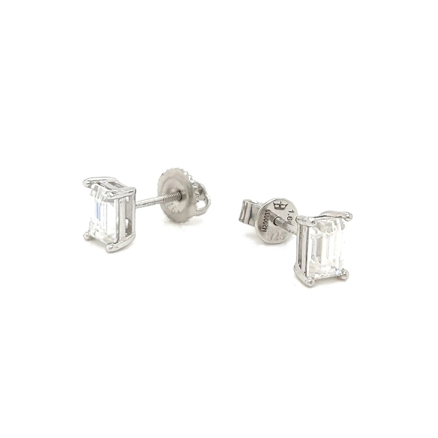 Emerald Cut Lab-Created Moissanite Sterling Silver Stud Earrings - M200039