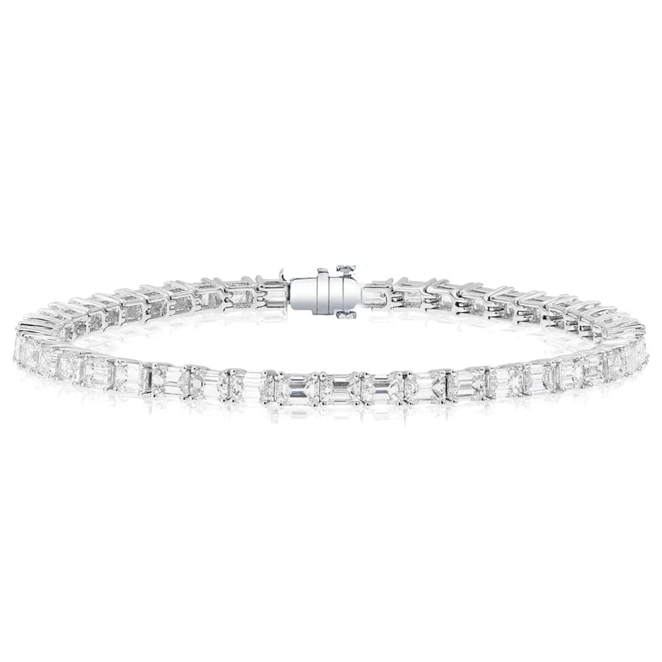 Emerald Cut Platinum 8.37ct Diamond Tennis Bracelet