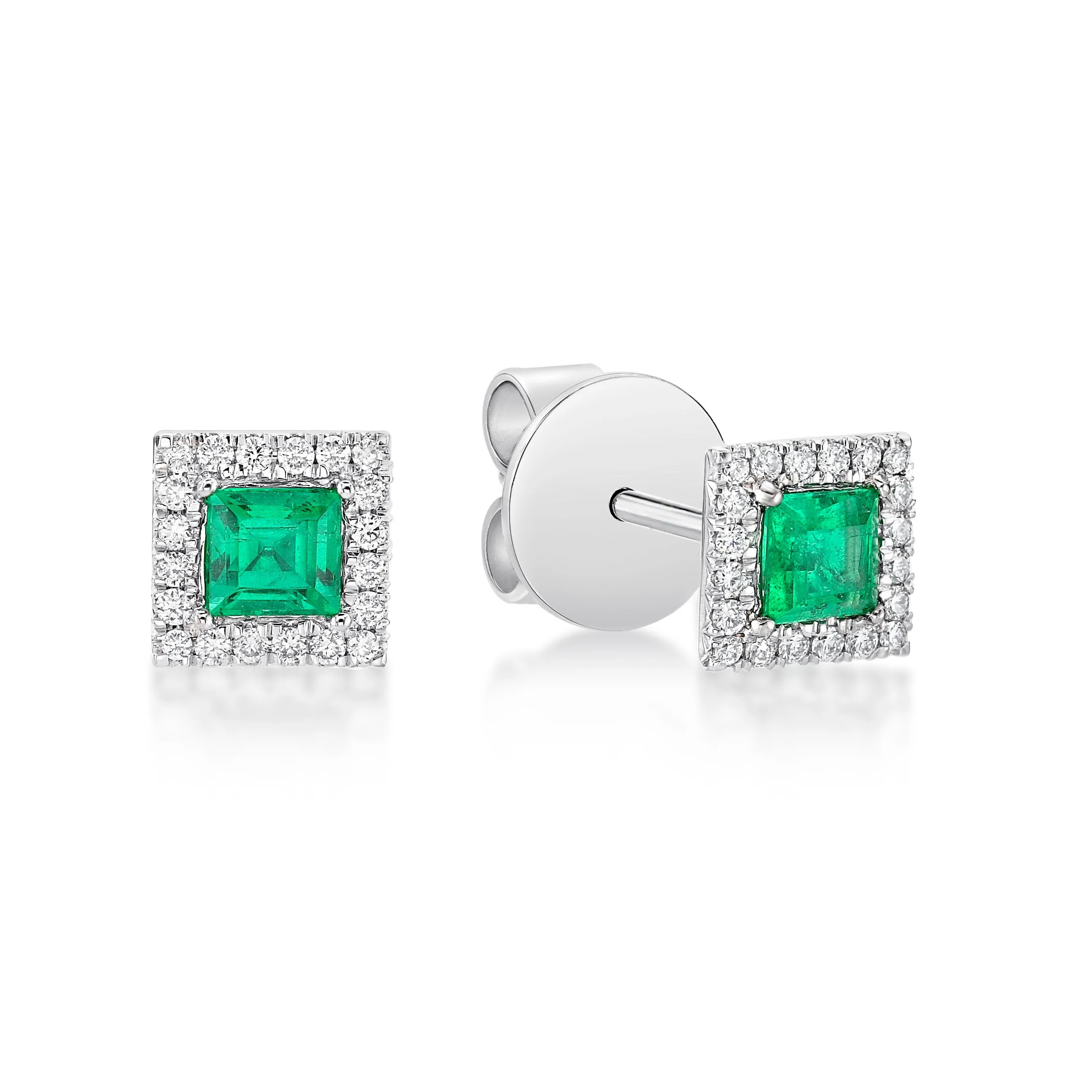 Emerald Diamond Halo Earrings