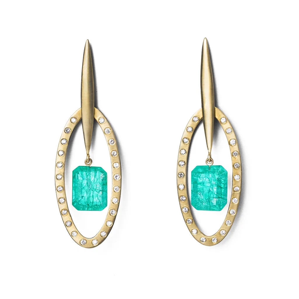 Emerald   Diamond Together Earrings