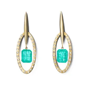 Emerald   Diamond Together Earrings