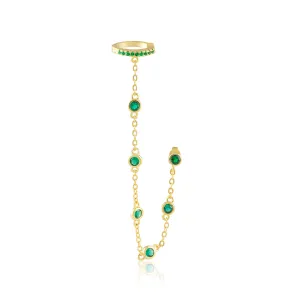 Emerald Diana Ear Cuff with CZ Stones - 4" Chain, 18k Gold Plated Stainless Steel
Keywords: ear cuff, emerald, CZ stones, 4" chain, 18k gold plated, stainless steel, lightweight, green