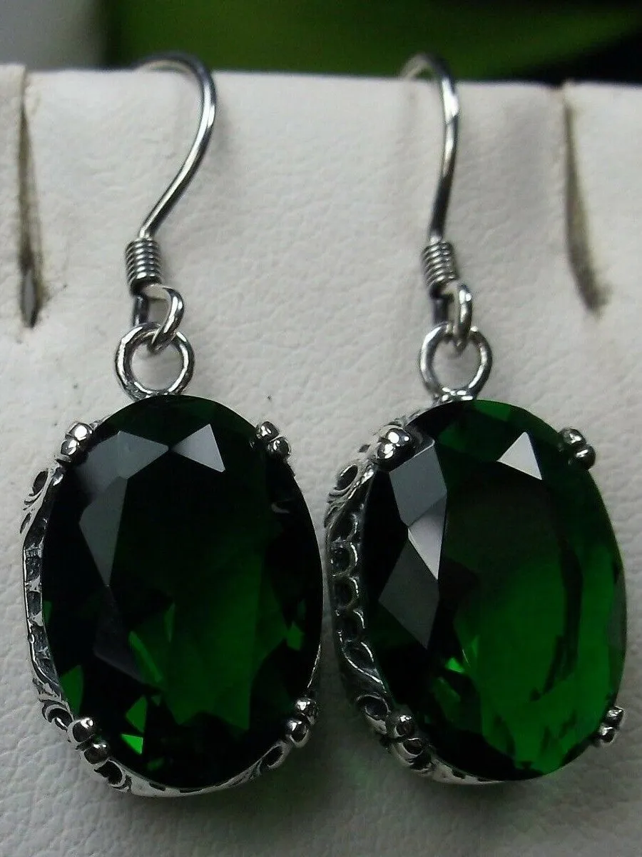 Emerald Green Earrings, Vintage Edwardian Jewelry #E70