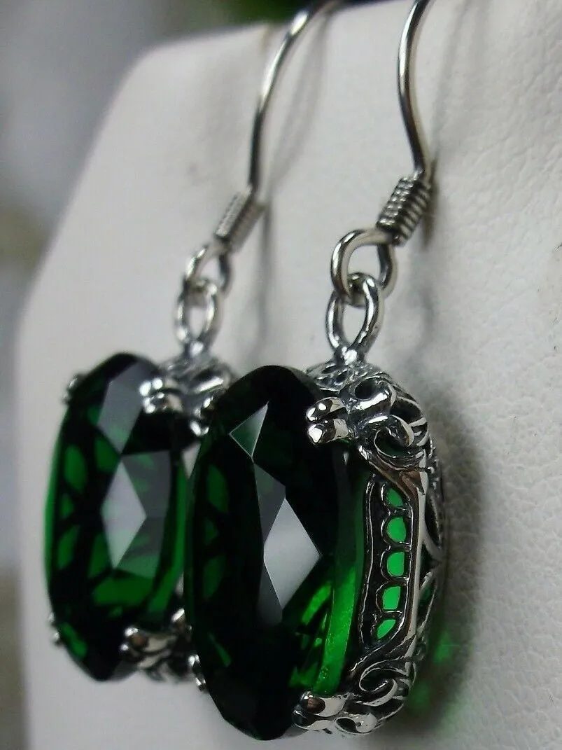 Emerald Green Earrings, Vintage Edwardian Jewelry #E70