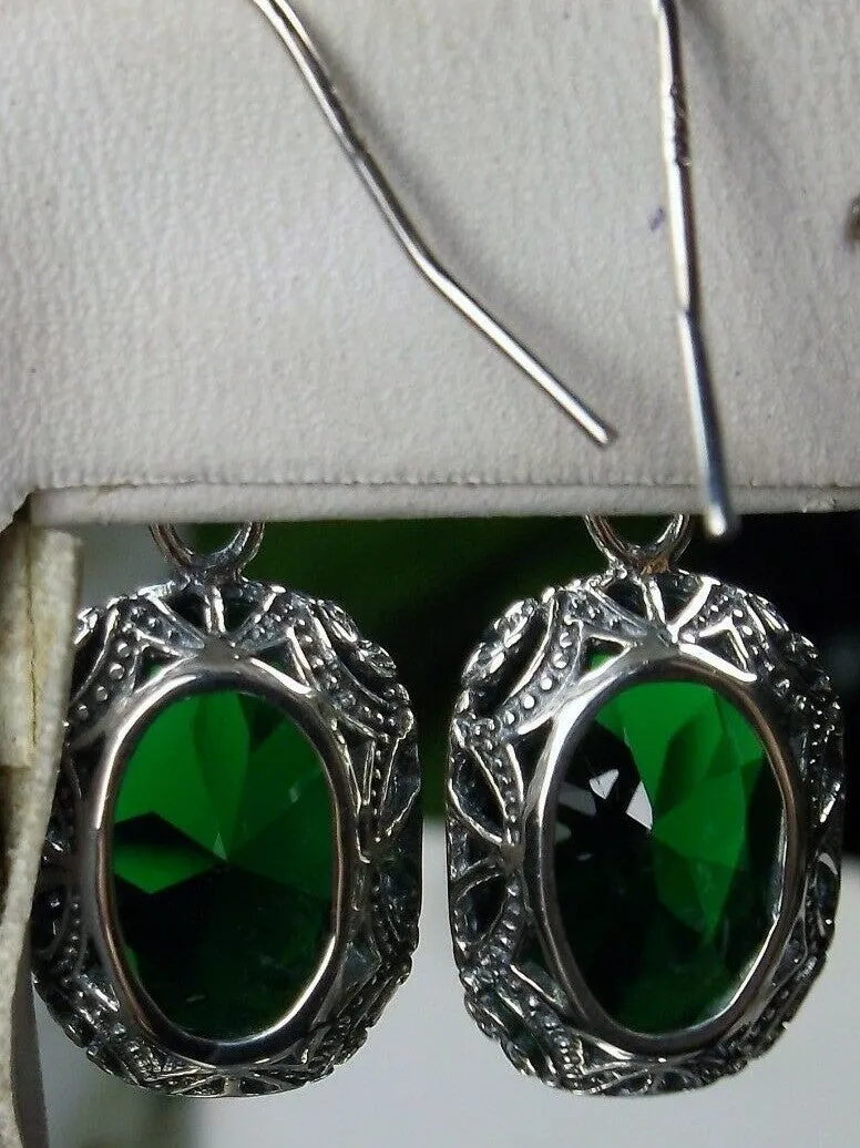 Emerald Green Earrings, Vintage Edwardian Jewelry #E70