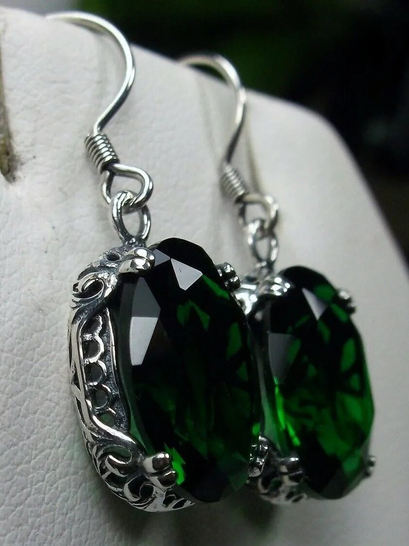 Emerald Green Earrings, Vintage Edwardian Jewelry #E70
