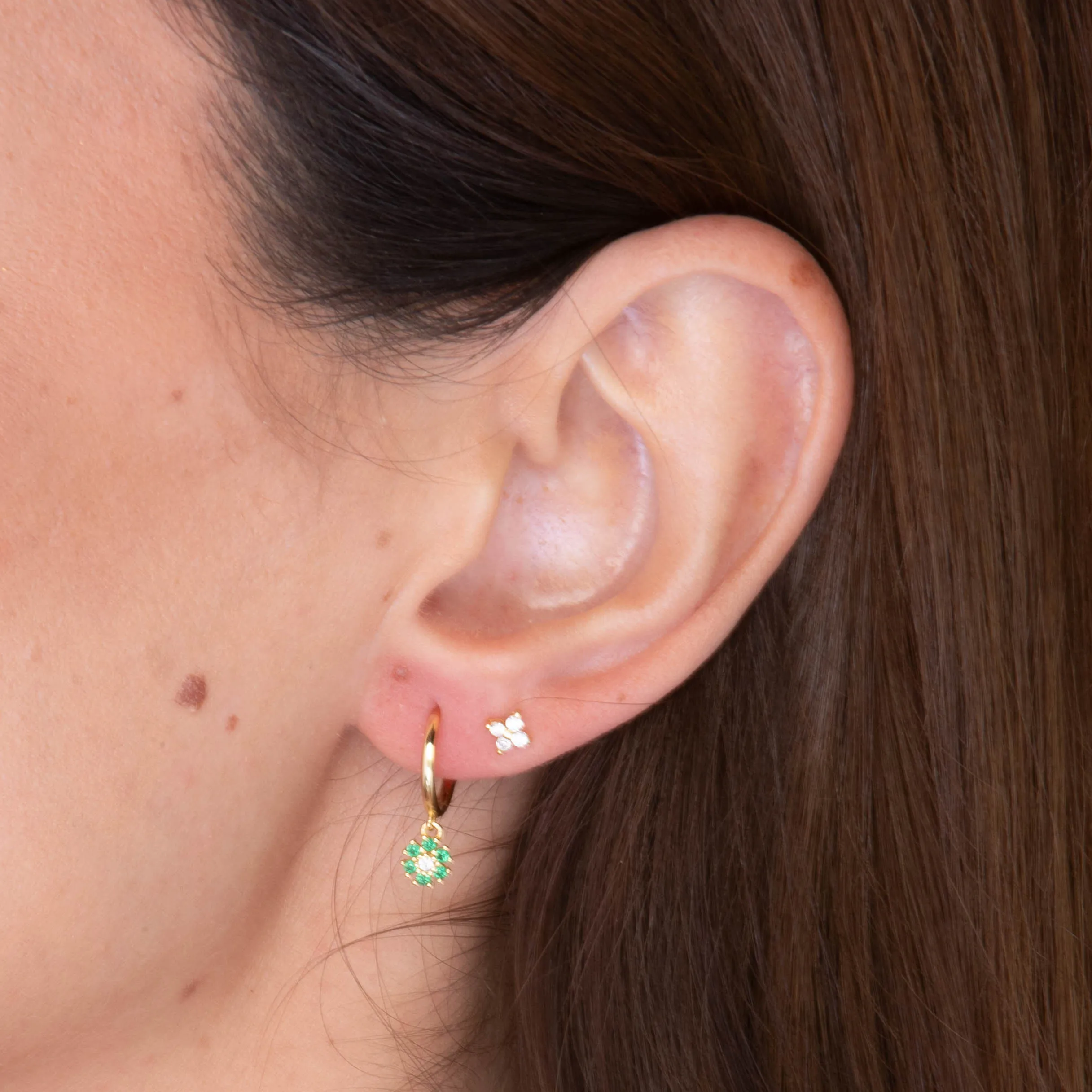 Emerald Green Flower Hoop Earrings