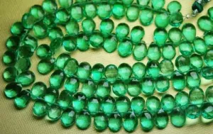 Emerald Green Quartz Faceted Pear Drop Gemstone Loose Pair Beads 10pc 10mm x 7mm